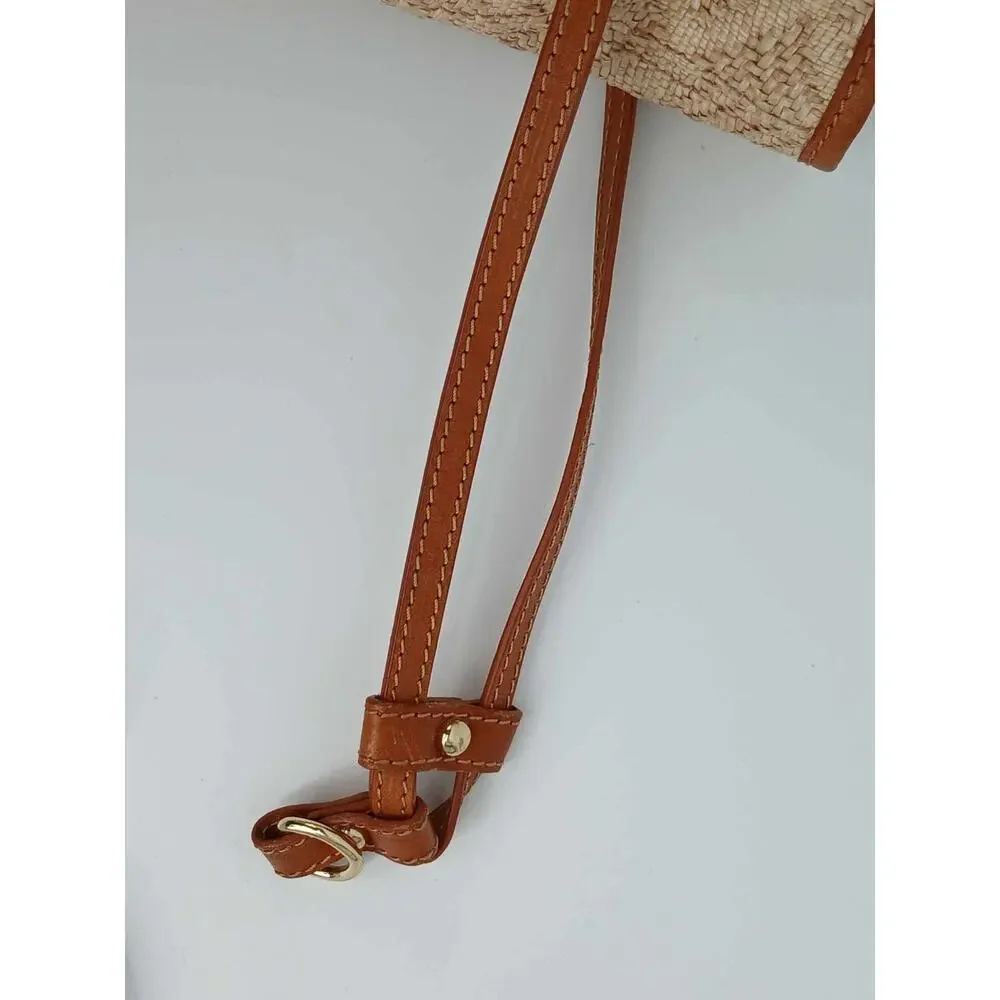Raffia and leather tote bag, Pratesi Firenze